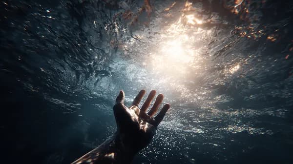 Underwater Hand Reaching Toward Sunlit Surface — Surreal Ocean Light - HD Wallpaper, 4k Background Image