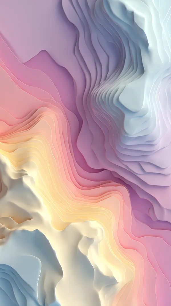 Pastel Abstract Wave Art Wallpaper - Soft Gradient Layers - HD Wallpaper, 4k Background Image