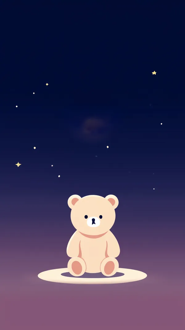 Cozy Bear Under a Starry Night Sky - Minimal Wallpaper - HD Wallpaper, 4k Background Image