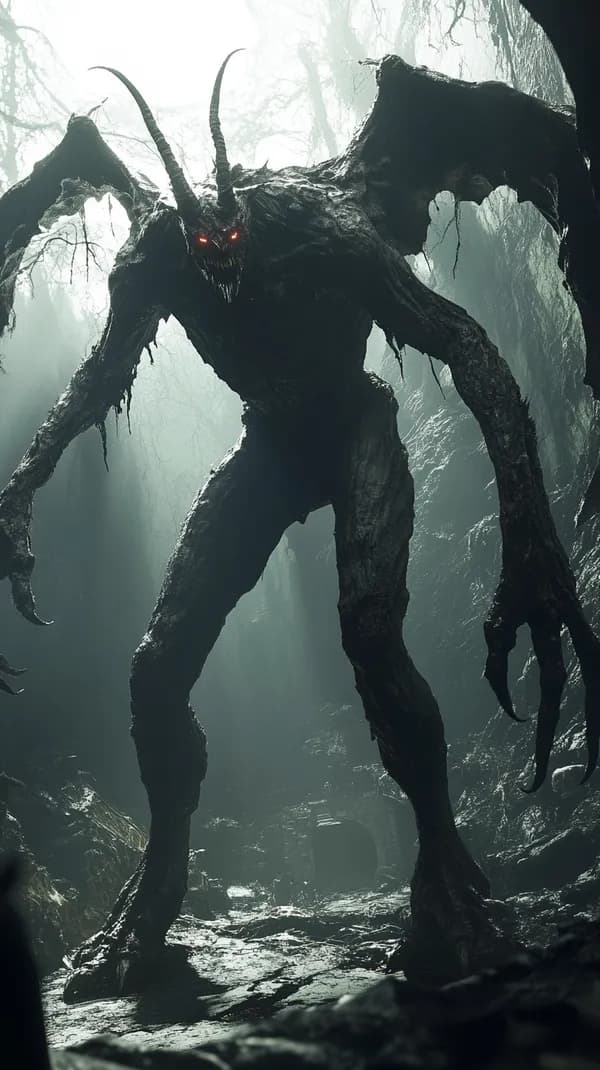 Dark Forest Creature with Glowing Eyes Eerie Wallpaper - HD Wallpaper, 4k Background Image