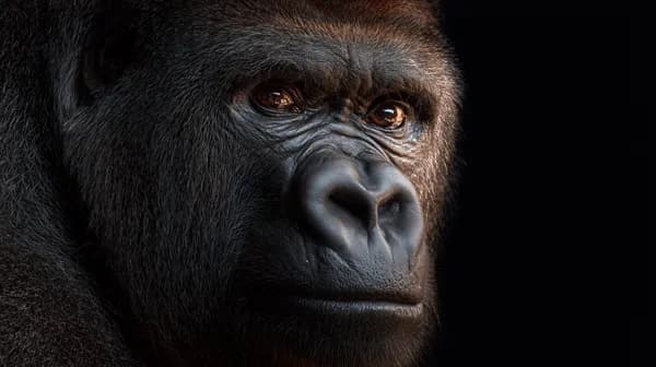 Close-Up Gorilla Portrait in Dramatic Low-Key Lighting - HD Wallpaper, 4k Background Image