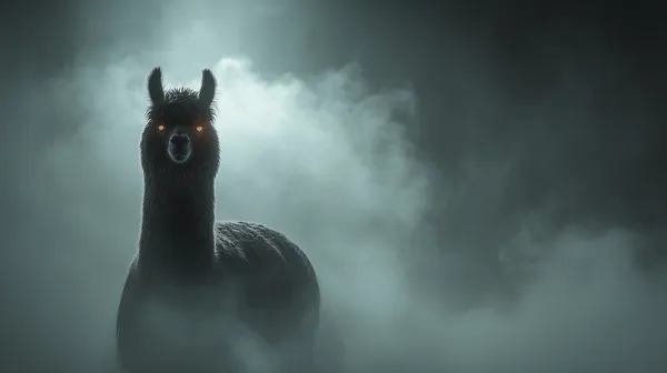 Midnight Fog: Llama in Ember Glow - Moody Atmospheric Wallpaper - HD Wallpaper, 4k Background Image