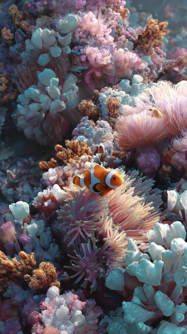 Vibrant Coral Reef Underwater Scene with Clownfish - HD Wallpaper, 4k Background Image