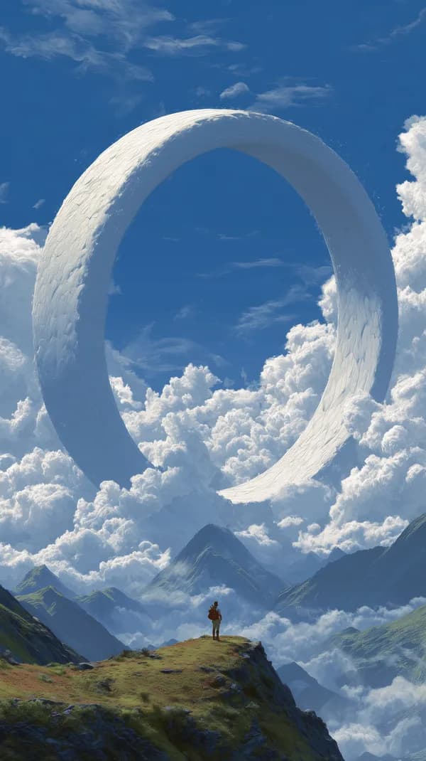 Surreal Ring in the Sky Above Majestic Mountain Landscape - HD Wallpaper, 4k Background Image