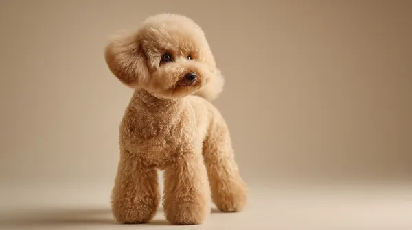 Soft Beige Fluffy Toy Dog Standing in Cozy Studio Wallpaper - HD Wallpaper, 4k Background Image