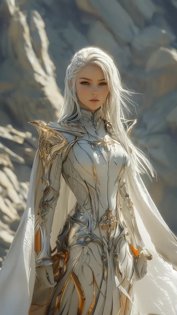 Radiant Fantasy Armored Heroine in Silver-Gold Armor - HD Wallpaper, 4k Background Image
