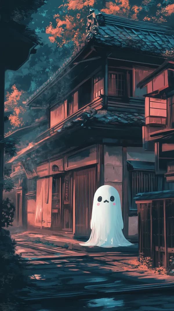 Whimsical Ghost in Twilight Japanese Alleyway at Dusk - HD Wallpaper, 4k Background Image