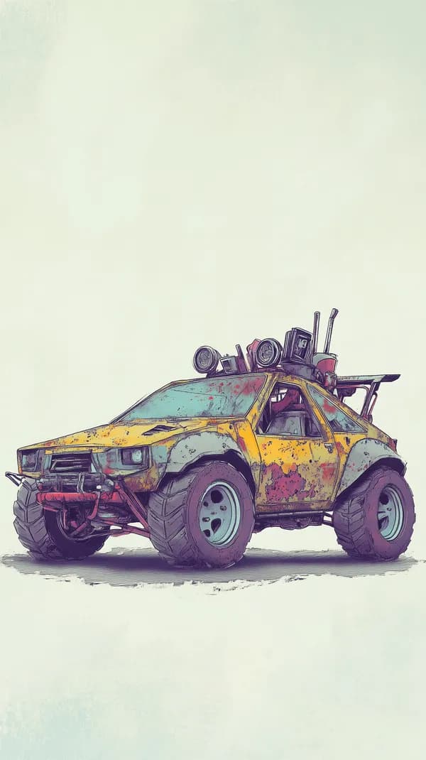 Rusty yellow off-road vehicle illustration with roof gear - HD Wallpaper, 4k Background Image