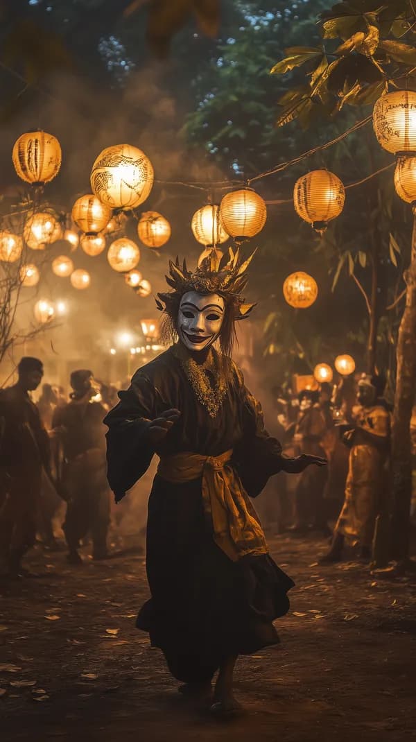 Enchanted Night Masquerade Under Warm Lantern Glow Festival - HD Wallpaper, 4k Background Image