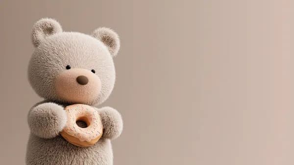 Cute Plush Teddy Bear Holding a Donut – Soft Wallpaper - HD Wallpaper, 4k Background Image