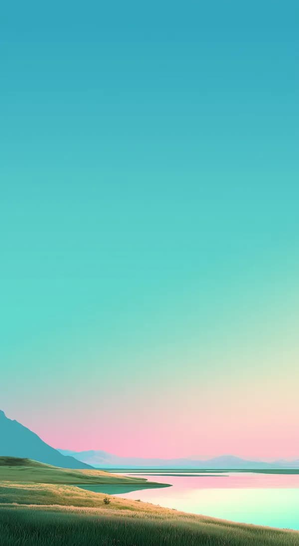 Tranquil Gradient Sky Over Lake and Grassland Landscape - HD Wallpaper, 4k Background Image