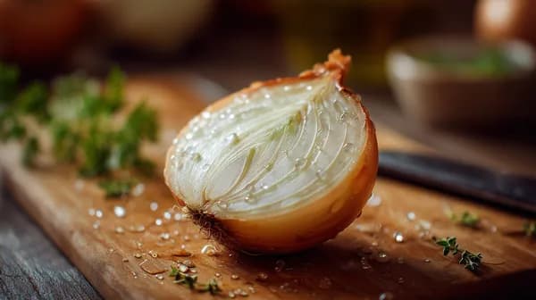 Macro Shot of a Glowing Onion on a Wooden Cutting Board - HD Wallpaper, 4k Background Image