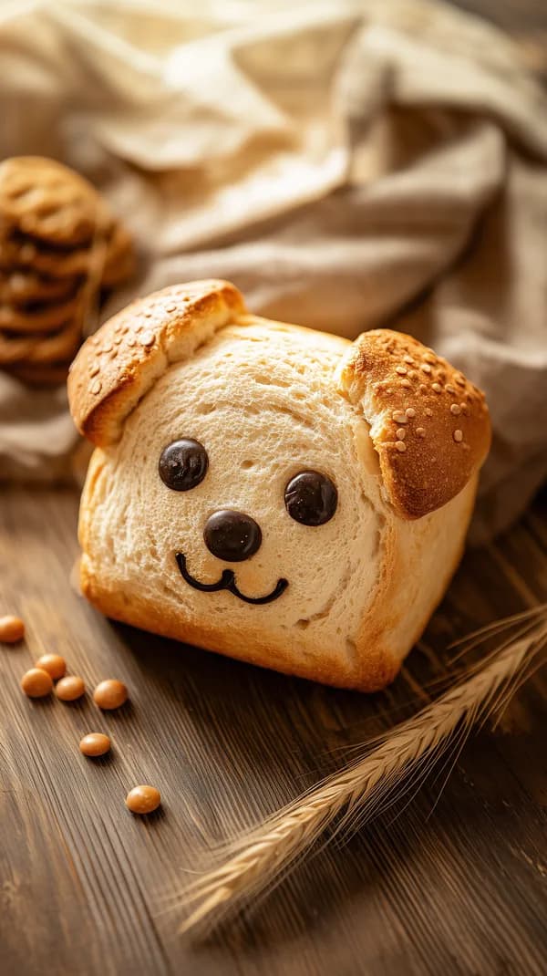 Cute Animal Face Bread Slice on Rustic Wood Surface - HD Wallpaper, 4k Background Image