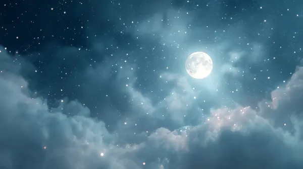 Moonlit Night Sky with Stars and Clouds - Dreamy Wallpaper - HD Wallpaper, 4k Background Image