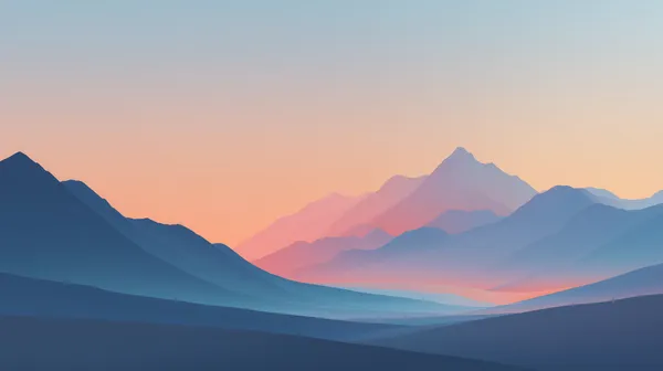 Serene Gradient Mountain Landscape Wallpaper with Soft Layers - HD Wallpaper, 4k Background Image