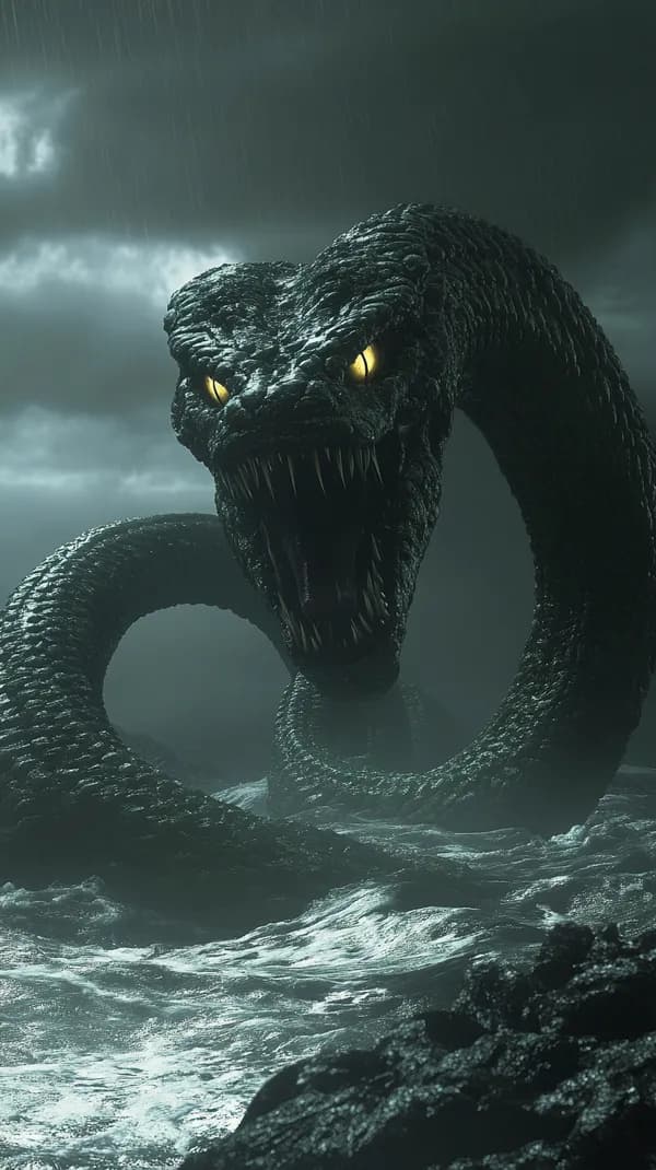 Epic Sea Dragon in Stormy Ocean Fantasy Wallpaper HD - HD Wallpaper, 4k Background Image