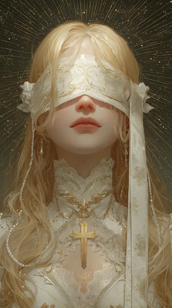 Angelic Lace Bride with Golden Cross Fantasy Wallpaper - HD Wallpaper, 4k Background Image