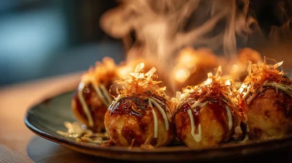 Warm Savory Fried Ball Snacks with Glaze and Crispy Toppings - HD Wallpaper, 4k Background Image