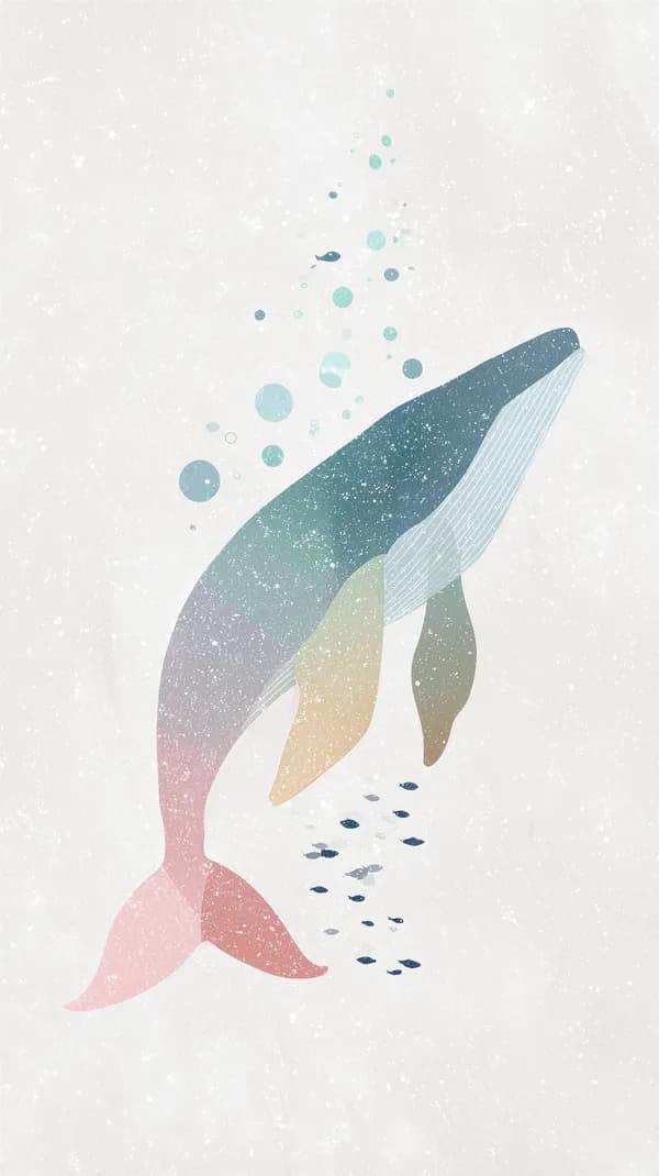 Pastel Abstract Whale Tail Wallpaper – Soft Ocean Art - HD Wallpaper, 4k Background Image