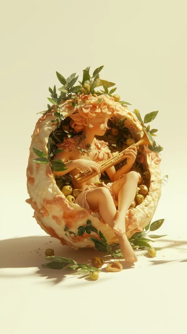 Dreamy Trumpet-Playing Floral Nest Figurine Wallpaper - HD Wallpaper, 4k Background Image