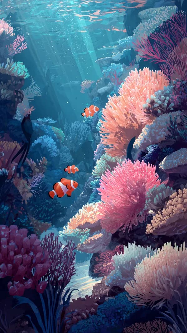 Vibrant Coral Reef Underwater Scene with Colorful Fish - HD Wallpaper, 4k Background Image