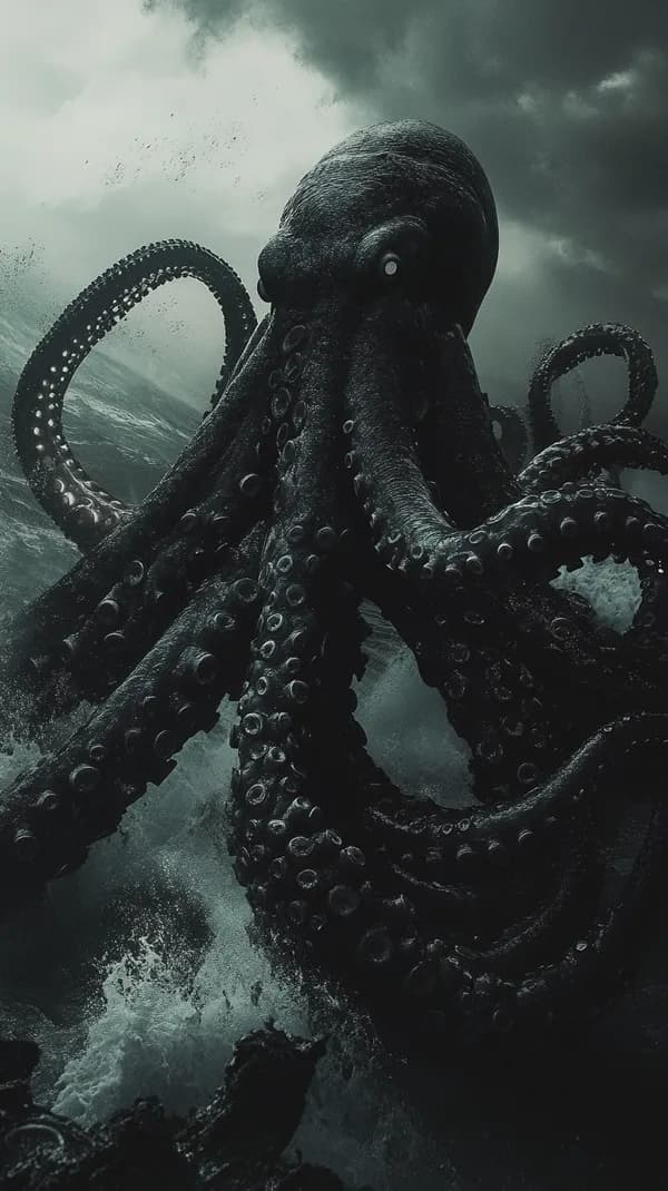 Moody Deep-Sea Octopus Wallpaper in Teal Tones, Underwater - HD Wallpaper, 4k Background Image