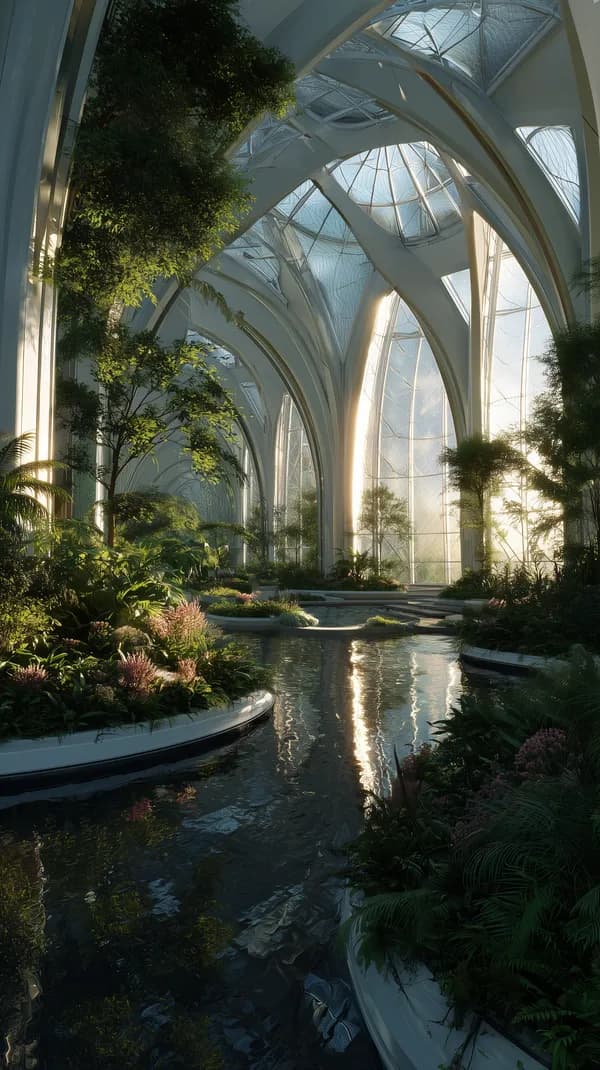 Serene Glasshouse Conservatory with Lush Indoor Garden - HD Wallpaper, 4k Background Image