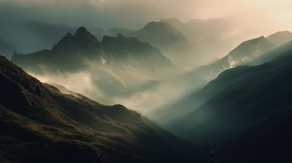 Dawn Mist Over Majestic Mountain Valleys - Atmospheric Landscape - HD Wallpaper, 4k Background Image