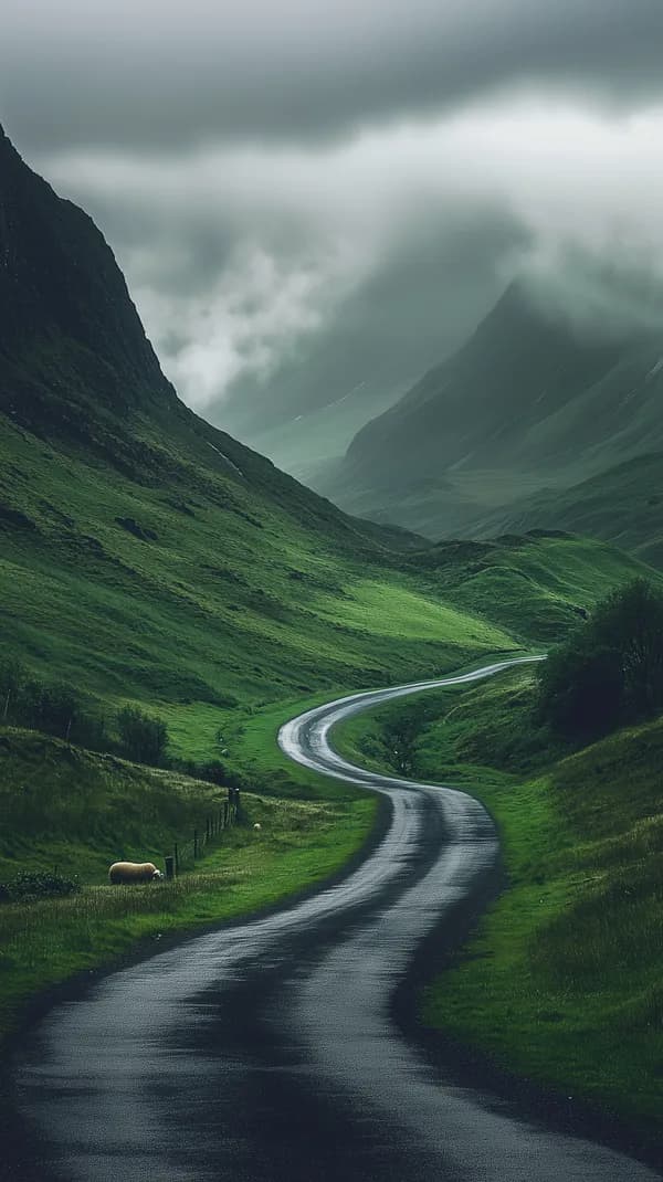 Misty Green Valley Road Through Mountain Pass Landscape - HD Wallpaper, 4k Background Image