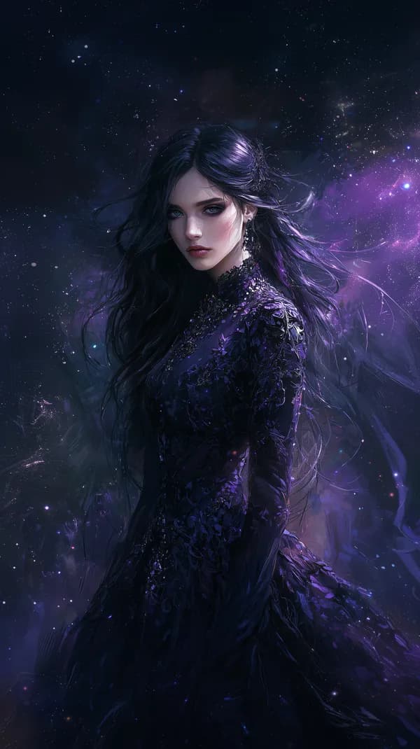Mystic Night Portrait: Dark Purple Cosmic Fantasy Wallpaper - HD Wallpaper, 4k Background Image