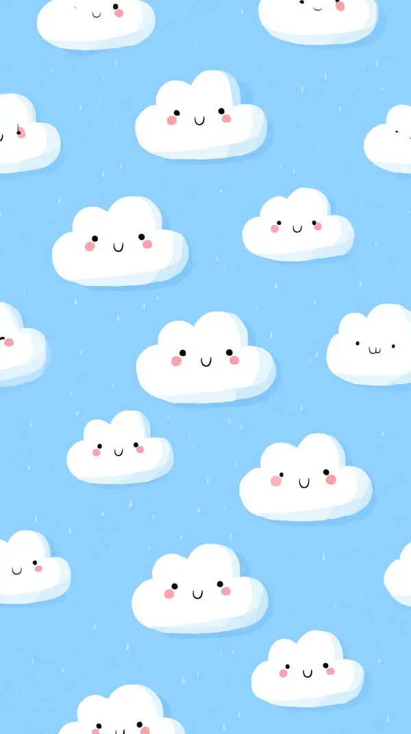 Cute Cloud Pattern Wallpaper - Adorable Sky Blue Clouds - HD Wallpaper, 4k Background Image