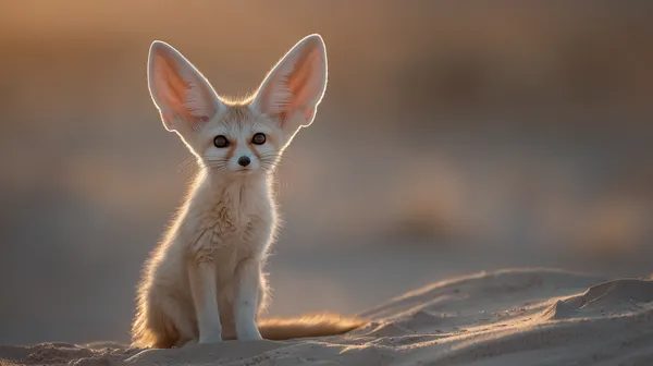 Adorable Desert Fox Cub Under Warm Sunset Light in Dune - HD Wallpaper, 4k Background Image
