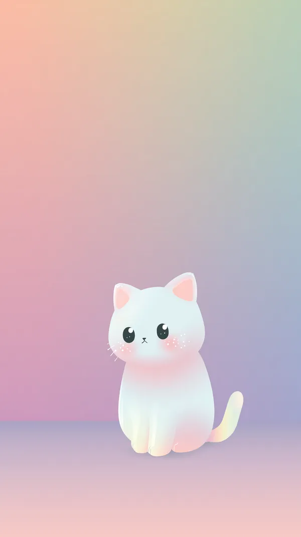 Pastel Gradient Cat Cartoon Wallpaper - Cute Kitty Illustration - HD Wallpaper, 4k Background Image