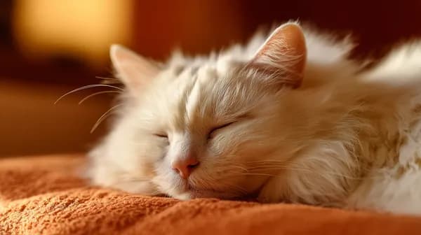Cozy Sleeping Cat on Warm Orange Blanket in Soft Light - HD Wallpaper, 4k Background Image