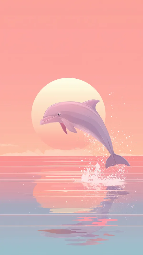Pastel Sunset Dolphin - Serene Ocean Jump Digital Art Wallpaper - HD Wallpaper, 4k Background Image