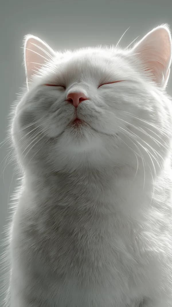 Serene White Cat Portrait: Soft Fur Close-Up Wallpaper - HD Wallpaper, 4k Background Image