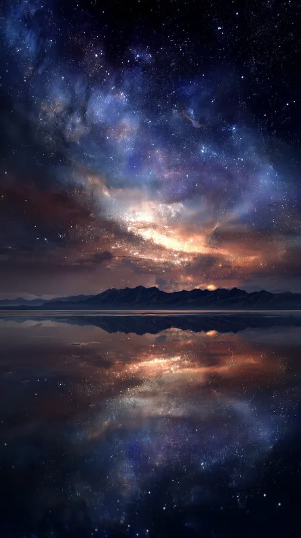 Celestial Milky Way Night Over Tranquil Mountain Lake - HD Wallpaper, 4k Background Image