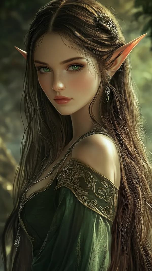 Elf-inspired Fantasy Portrait in Green with Luminous Eyes - HD Wallpaper, 4k Background Image
