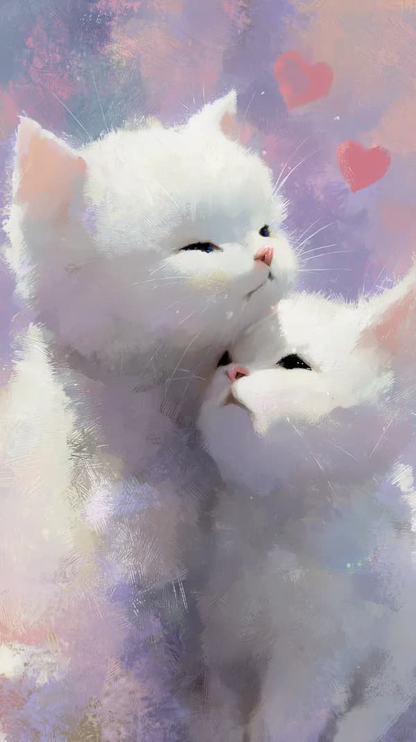 Pastel Dream Cats: Soft White Kittens Watercolor Wallpaper - HD Wallpaper, 4k Background Image