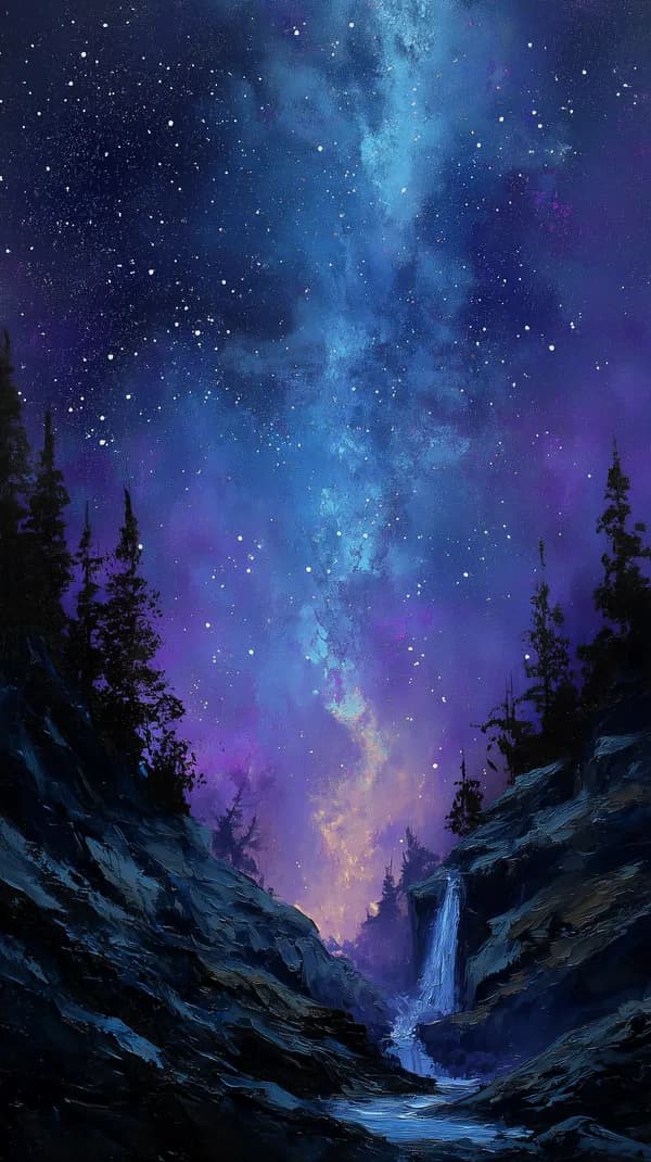 Celestial Nightscape: Aurora Over a Rugged Canyon - HD Wallpaper, 4k Background Image