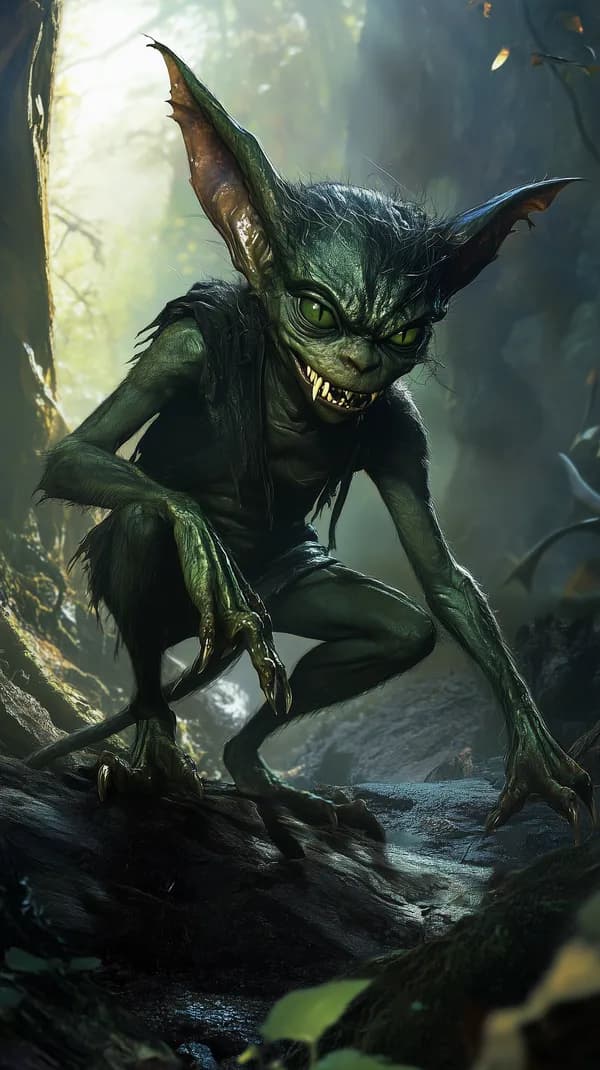 Emerald Goblin in a Forest - Fantasy Creature Wallpaper - HD Wallpaper, 4k Background Image