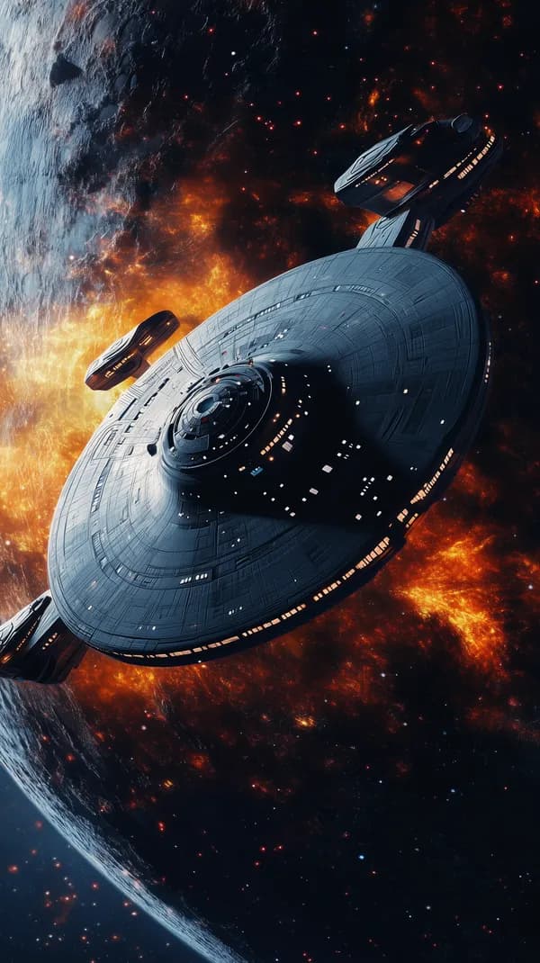 Futuristic Space Cruiser Above Fiery Nebula – Sci-Fi Wallpaper - HD Wallpaper, 4k Background Image