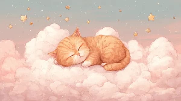 Dreamy pastel kitten sleeping on fluffy clouds wallpaper - HD Wallpaper, 4k Background Image