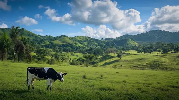 Pastoral Green Hills Landscape with Cow under Blue Sky Wallpaper - HD Wallpaper, 4k Background Image