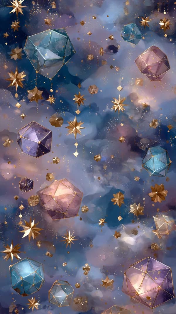 Dreamy Cosmic Crystals and Golden Stars Fantasy Wallpaper - HD Wallpaper, 4k Background Image
