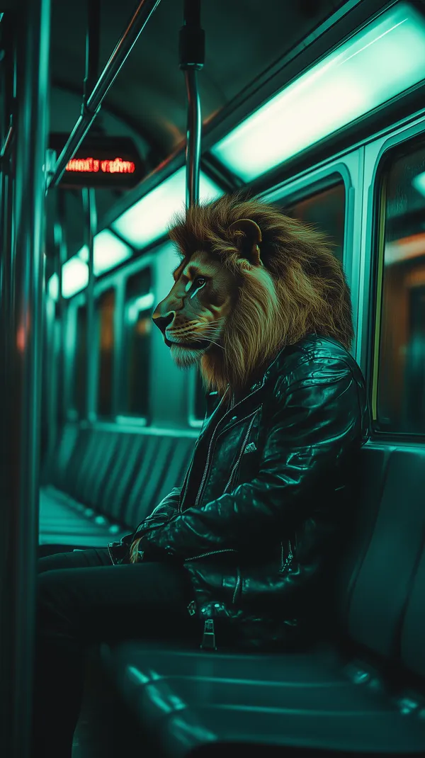 Neon Subway Night: Lion Masked Rider in Leather Jacket - HD Wallpaper, 4k Background Image