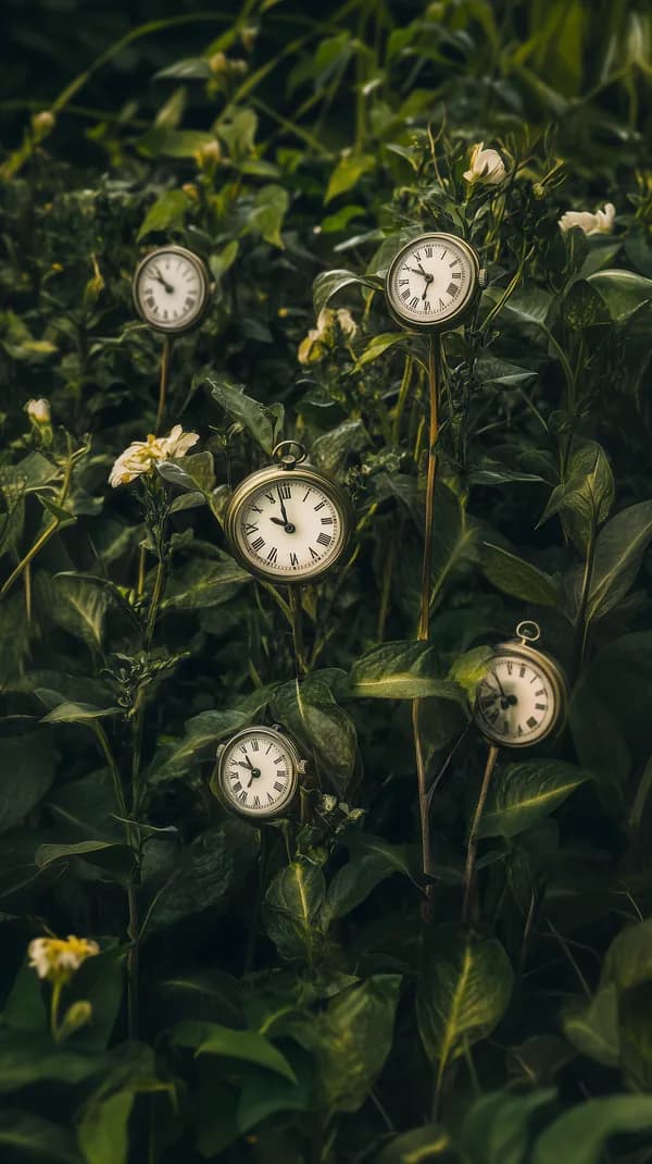 Time in the Garden: Vintage Clocks among Lush Greenery - HD Wallpaper, 4k Background Image