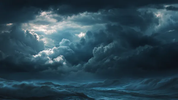 Stormy Ocean at Dusk Dramatic Cloudy Sky Wallpaper - HD Wallpaper, 4k Background Image