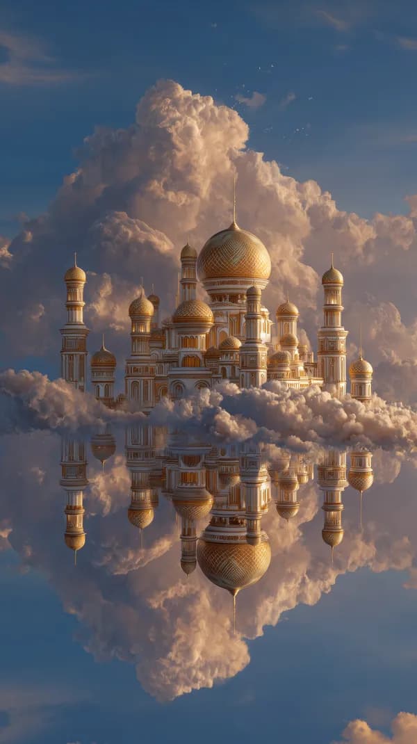 Floating Golden-Domed Palace in the Sky - Dreamlike Fantasy Architecture - HD Wallpaper, 4k Background Image