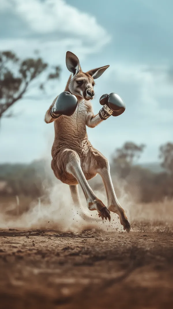 Dynamic Boxing Kangaroo in Dusty Action Pose - Bold Wall Art - HD Wallpaper, 4k Background Image